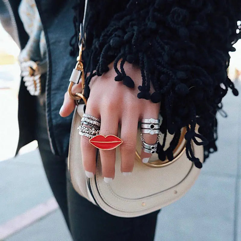 Anillo Labial Ajustable con Diseño Gota Elegante para Mujer