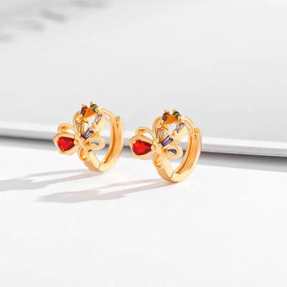 Aretes De Zirconia Cuadrados Elegantes Oro Chapado Mujer