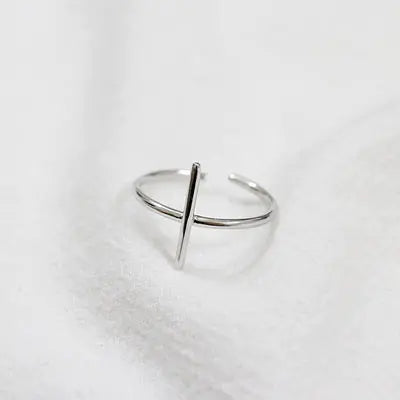 Anillo Minimalista S925 Plata Cruz Geométrico Para Mujer