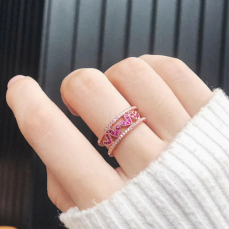 Anillo Corazón Abierto Ajustable Para Hombres Románticos