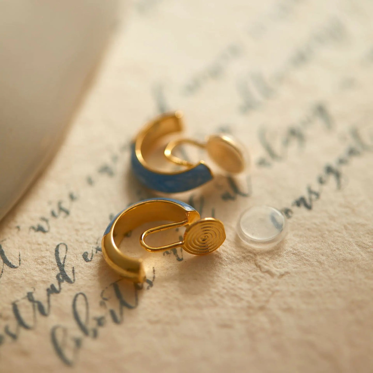 Arete Clip Enamel Mujer Sin Piercing Francés Elegante