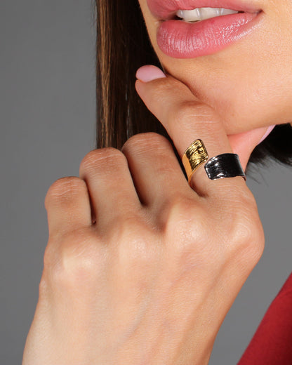 Anillo Lumira Oro 18K Baño Mujer Acero Inoxidable Ajustable