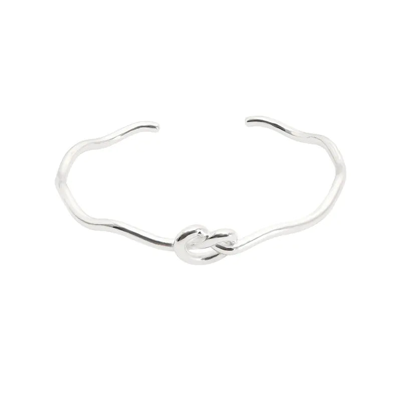 Pulsera De Plata Corazón Ola Abierta Para Mujer Romántica