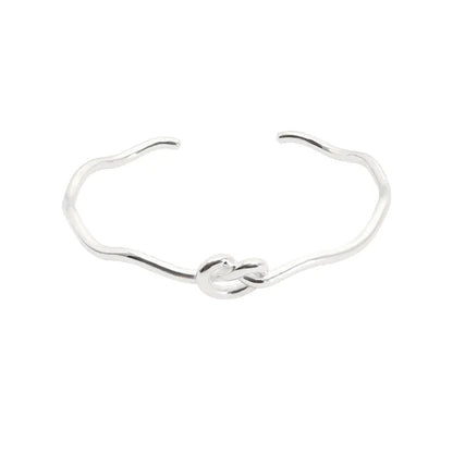 Pulsera De Plata Corazón Ola Abierta Para Mujer Romántica