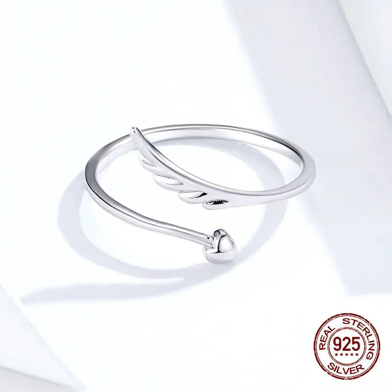 Anillo Ángel Guardián Plata 925 Alas Abiertas Para Ella
