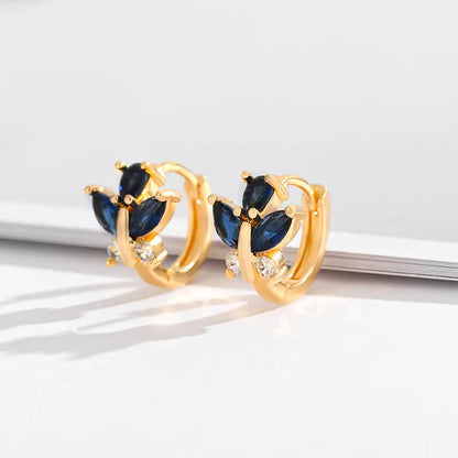 Aretes De Zirconia Cuadrados Elegantes Oro Chapado Mujer