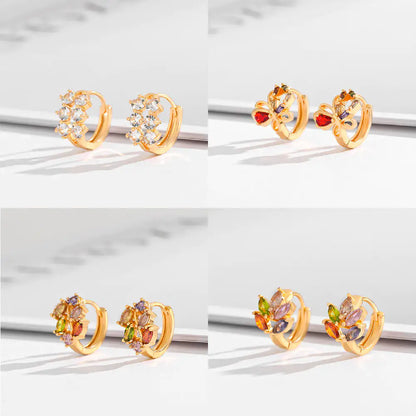 Aretes De Zirconia Cuadrados Elegantes Oro Chapado Mujer