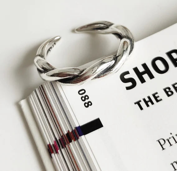 Anillo Abierto Ondulado Elegante Para Damas Textura Onda