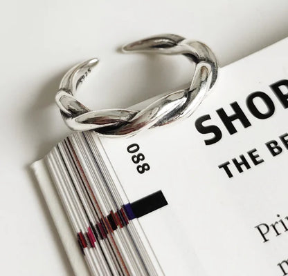 Anillo Abierto Ondulado Elegante Para Damas Textura Onda