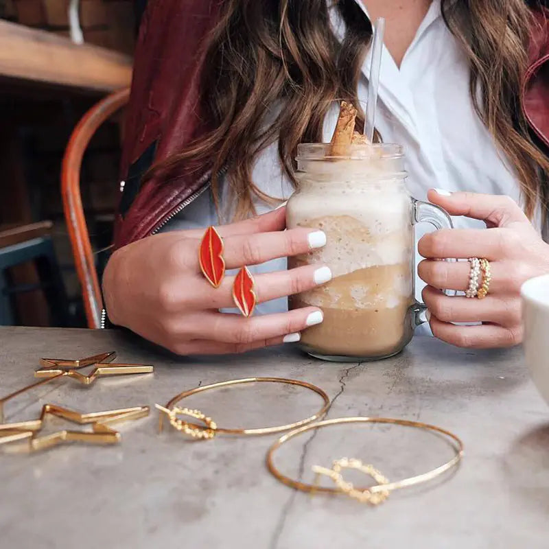 Anillo Labial Ajustable con Diseño Gota Elegante para Mujer