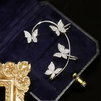 Aretes Mariposa Clip Gancho para Mujer Románticos Elegantes