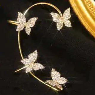 Aretes Mariposa Clip Gancho para Mujer Románticos Elegantes