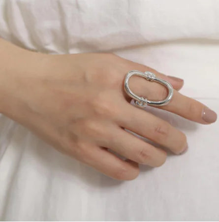 Anillo Geométrico de Metal para Mujeres Electroplateado