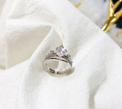 Anillo Corona Lujo Oro Blanco y Rosa Para Ella Dama