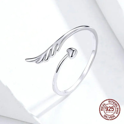Anillo Ángel Guardián Plata 925 Alas Abiertas Para Ella