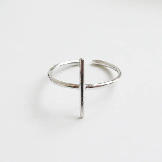 Anillo Minimalista S925 Plata Cruz Geométrico Para Mujer