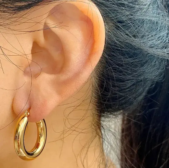 Bucle De Oreja Femenino Brillo Dorado Francés Elegante