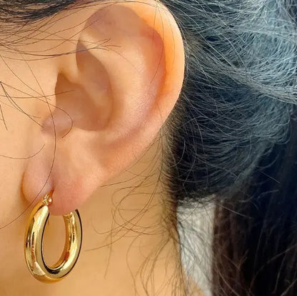 Bucle De Oreja Femenino Brillo Dorado Francés Elegante